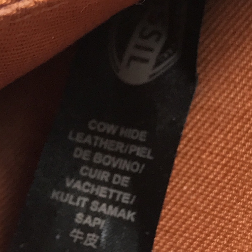 Fossil Color Block Tan Red Trifold Wallet Clutch - image 7